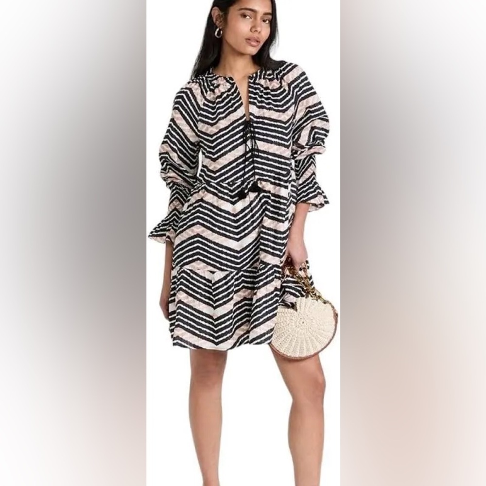 Figue Bella Chevron Tie-Dye Tiered Mini Dress